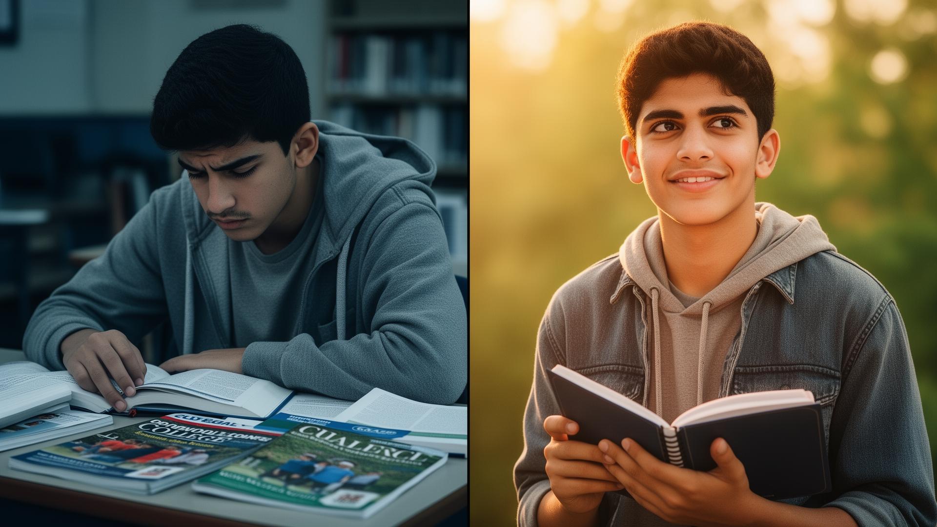 Transformación de un joven antes y después de la orientación vocacional